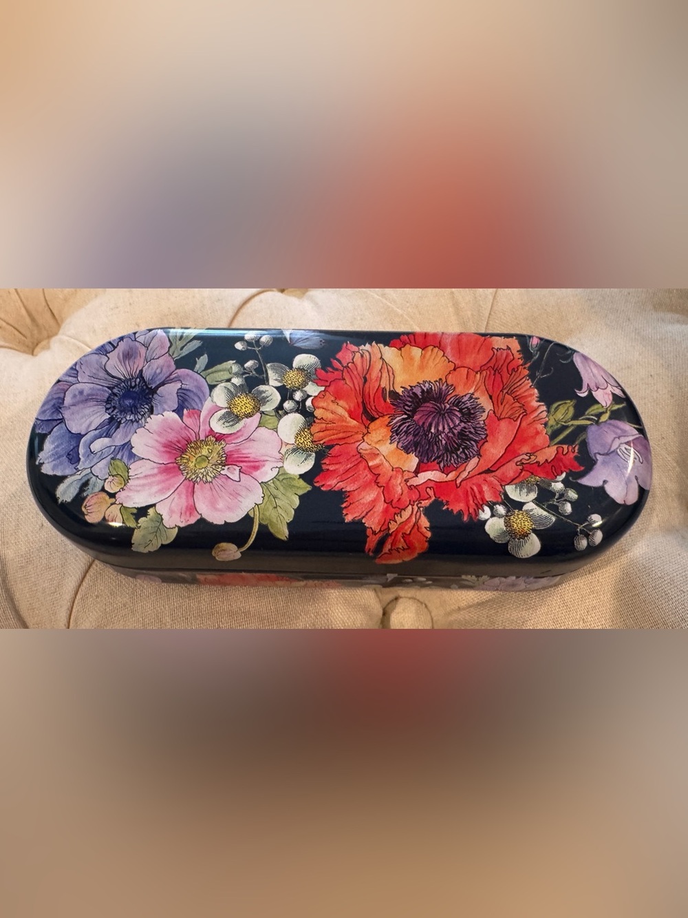 Brighton Floral Printed Eyewear Case - Black with Multicolor Flowers